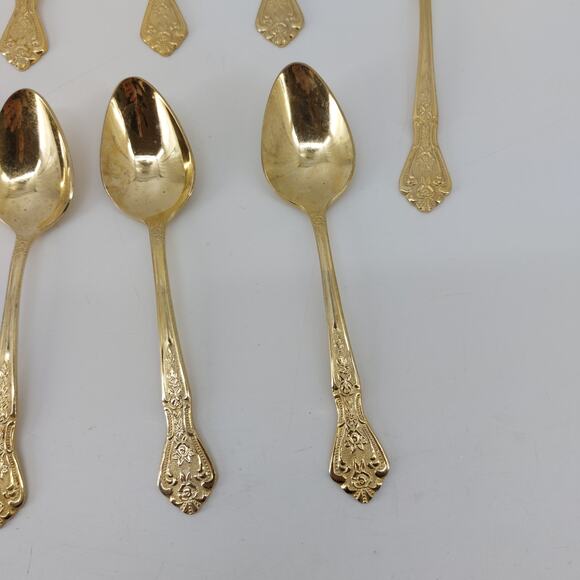 Rogers Stainless Korea Gold Tone Flatware Teaspoons Flatware 15 Pcs - Picture 6 of 10